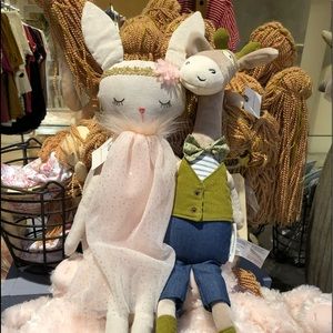 NWOT Set 2 Anthropologie Ballerina Bunny Rabbit  Plush Blush Pink Gold& …